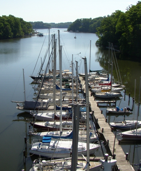 mast view of marina